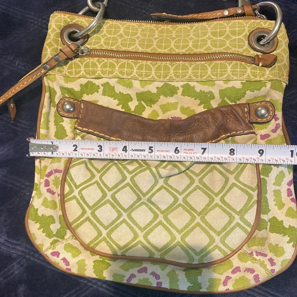 Fossil Canvas & Leather Crossbody Floral Diamond Bag Purse Removable Strap - Picture 8 of 16